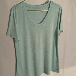 Spalding Ladies Size Large Light Green Short Sleeves V-neck Athletic Top